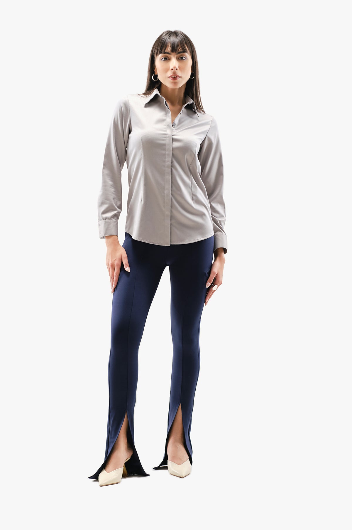 BETABRAND Dress Pant Yoga Pants, Navy Bootcut.