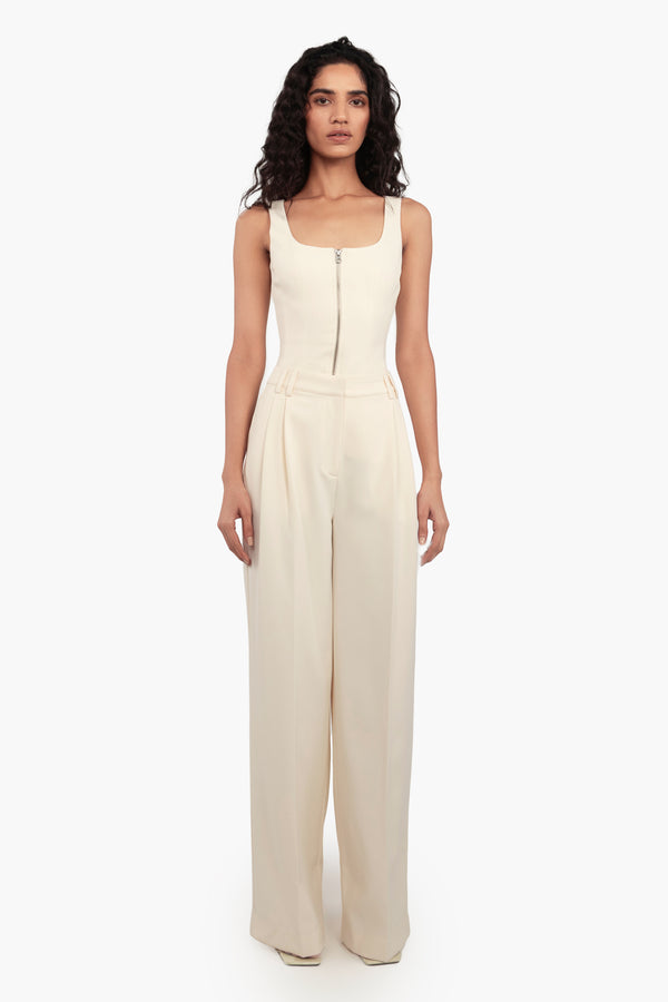 Wide-Leg Pleated Trousers