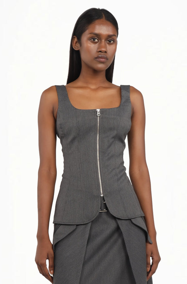 Zip-Up Sculpted Bustier