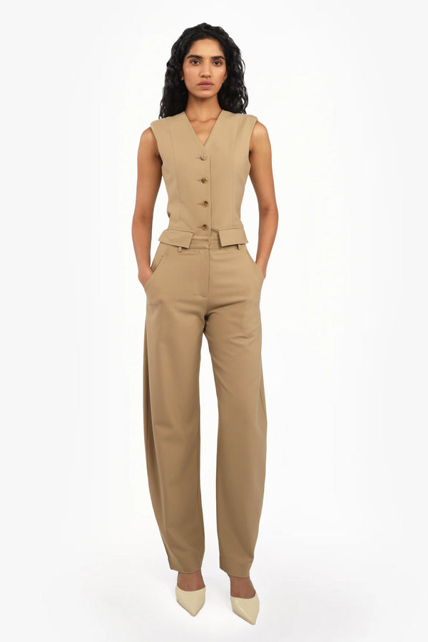 Barrel-Leg Tailored Trousers