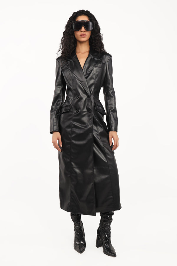 Tailored Faux Leather Coat