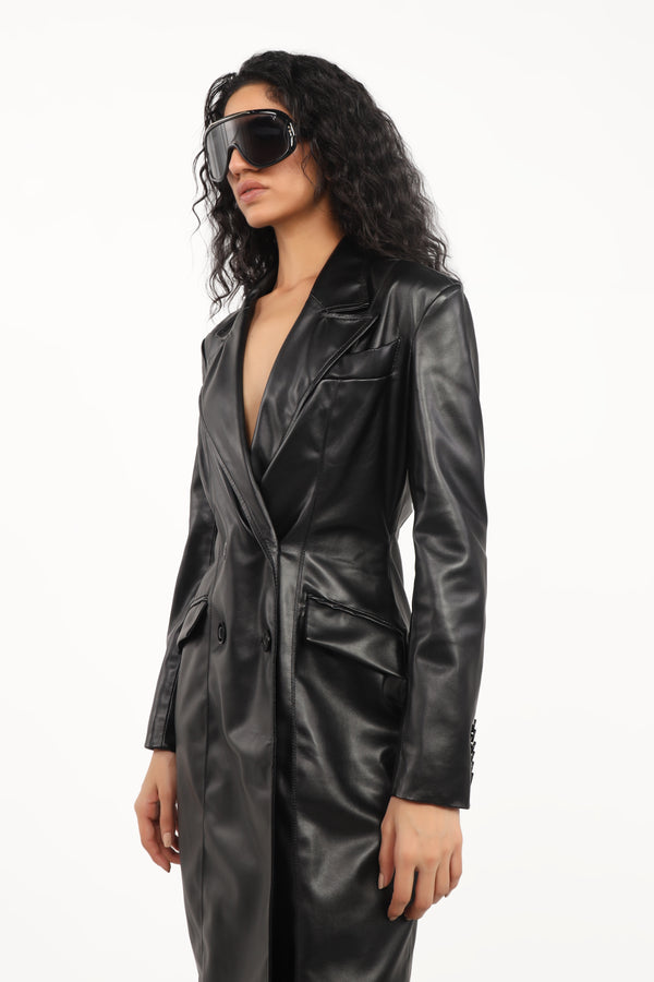 Tailored Faux Leather Coat