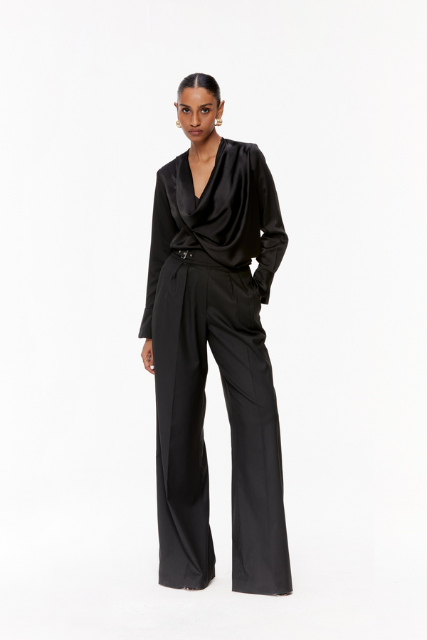 Buckled Wide-Leg Trousers