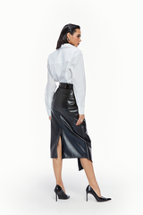 Faux Leather Midi Skirt