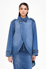 Curved Hem Denim Jacket