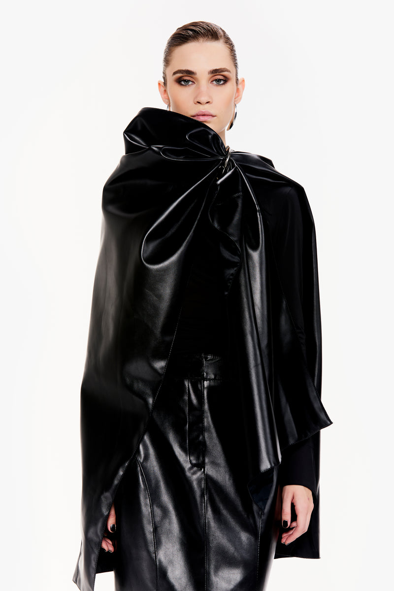 Faux Leather Cape Scarf