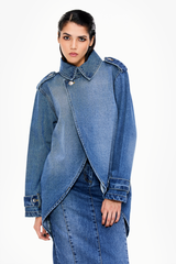 Curved Hem Denim Jacket