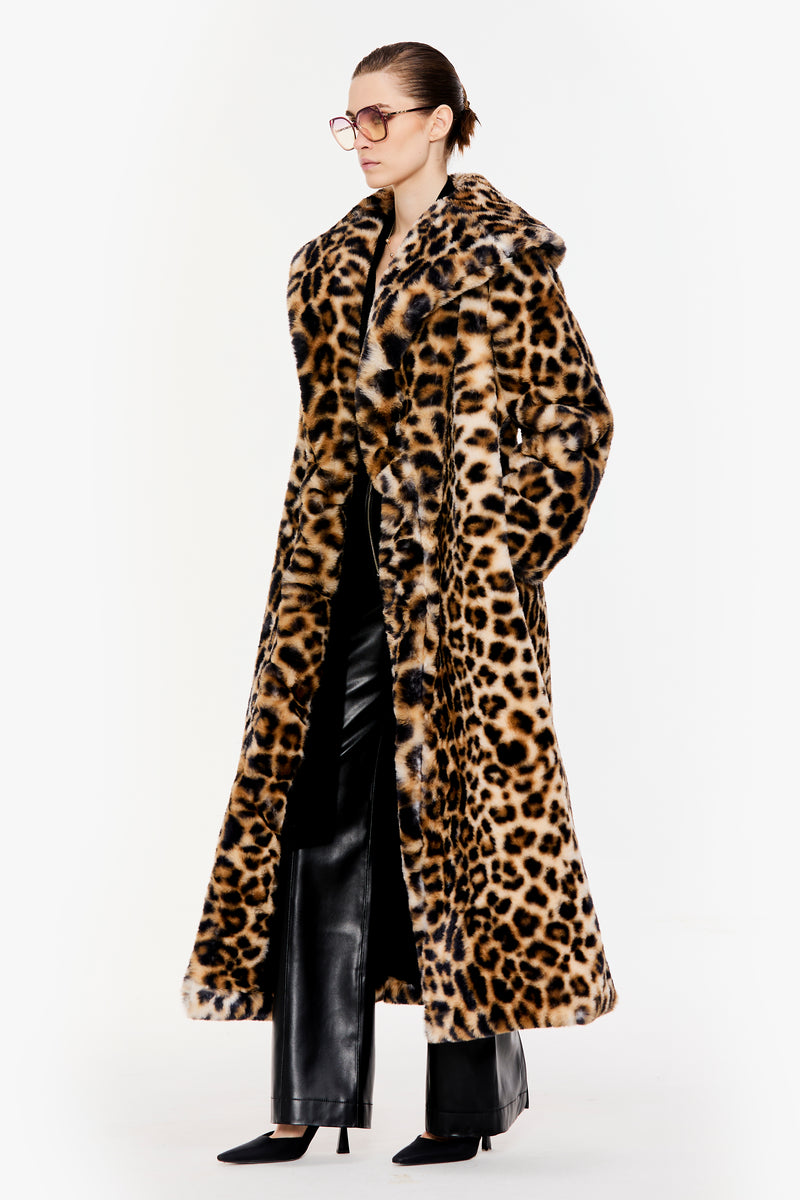 Leopard Print Faux Fur Coat