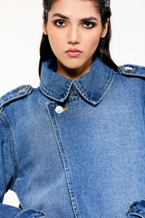 Curved Hem Denim Jacket