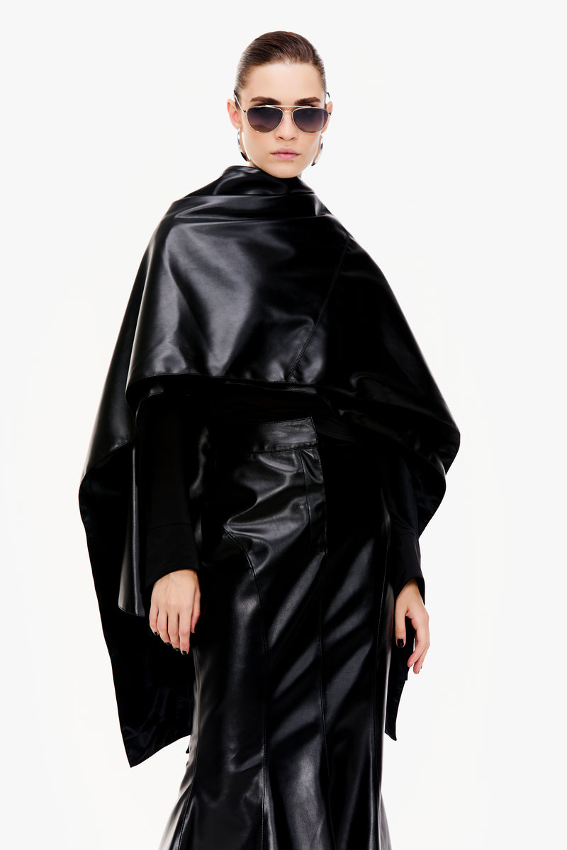 Faux Leather Cape Scarf