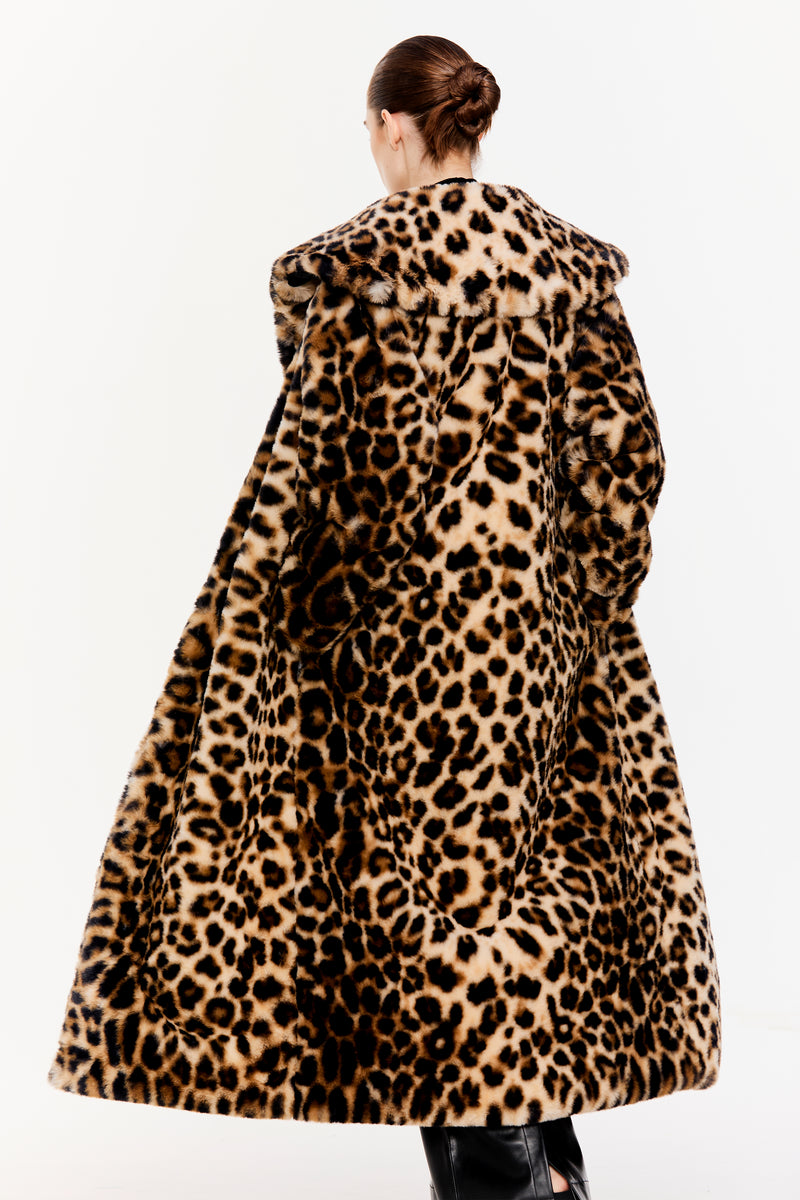 Leopard Print Faux Fur Coat