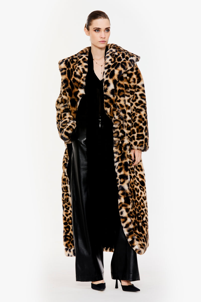 Leopard Print Faux Fur Coat