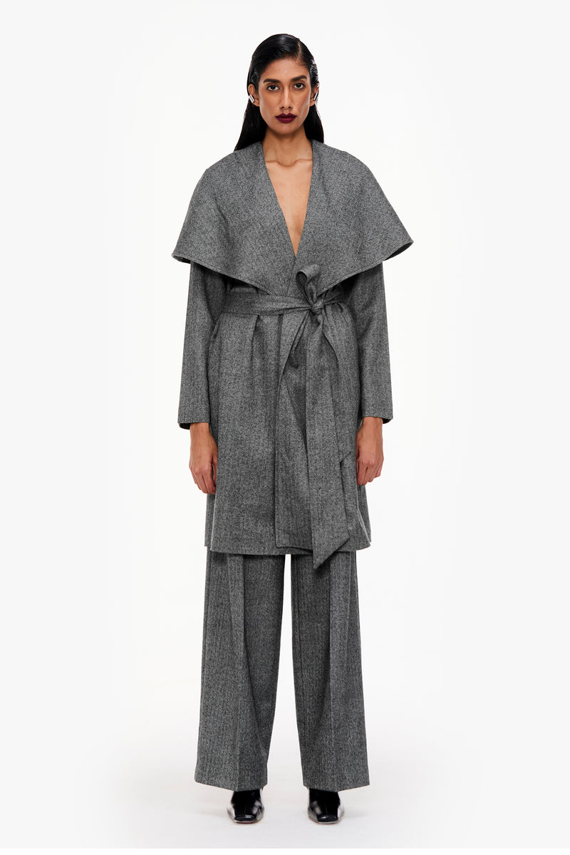 Herringbone Wool Draped Set