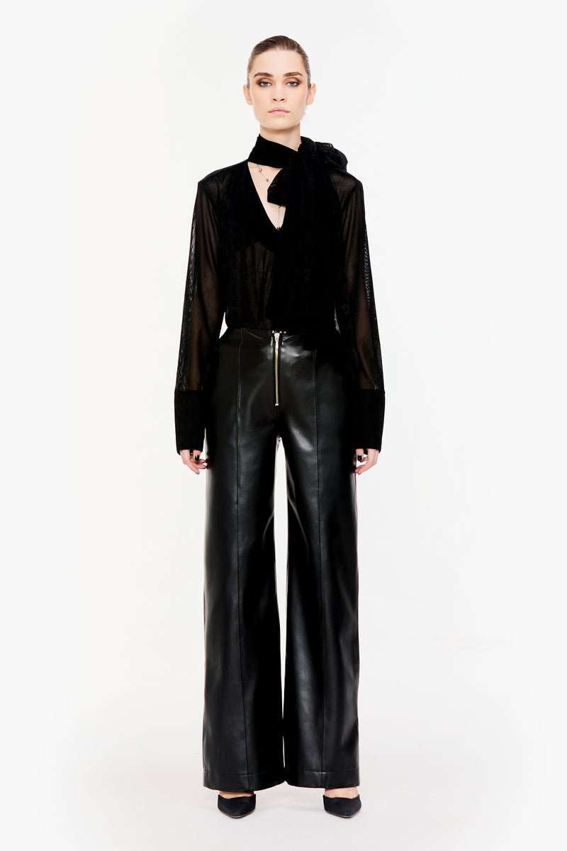 Panelled Faux Leather Trousers