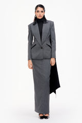 Single-Breasted Column Skirt Suit