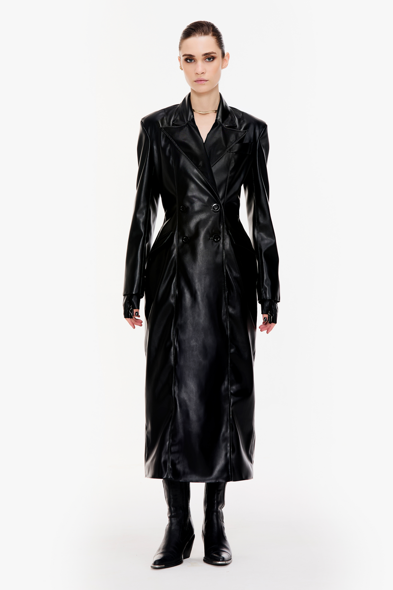 Tailored Faux Leather Coat