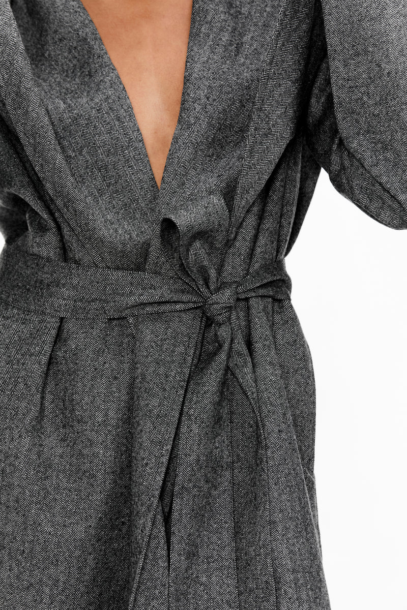 Herringbone Wool Draped Set