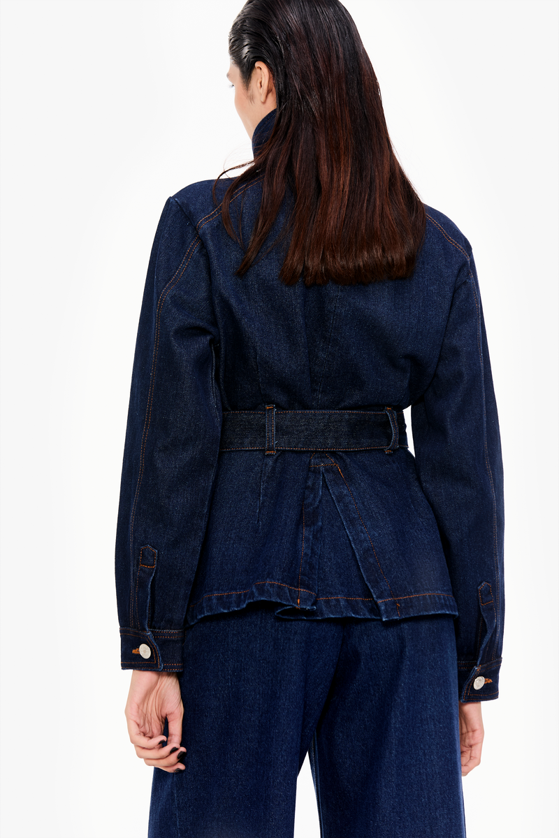 Belted Denim Trench Shacket