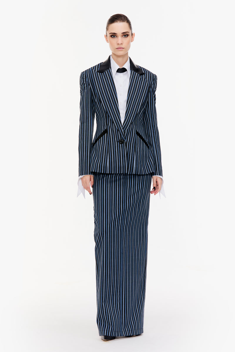 Single-Breasted Column Skirt Suit