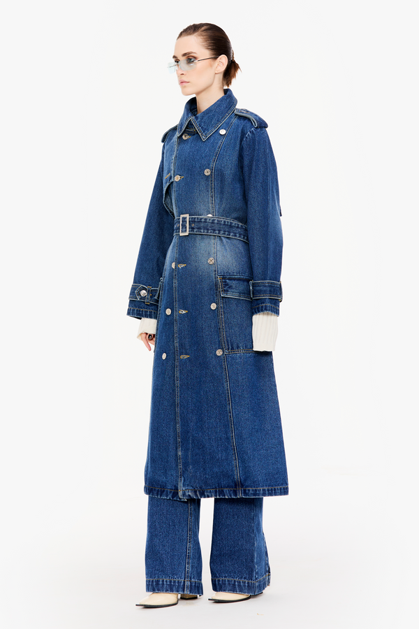 Double Denim Trench Set