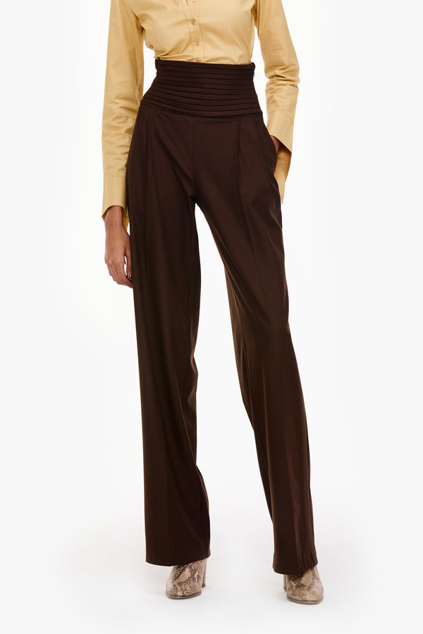 Cummerbund Wide-Leg Trousers