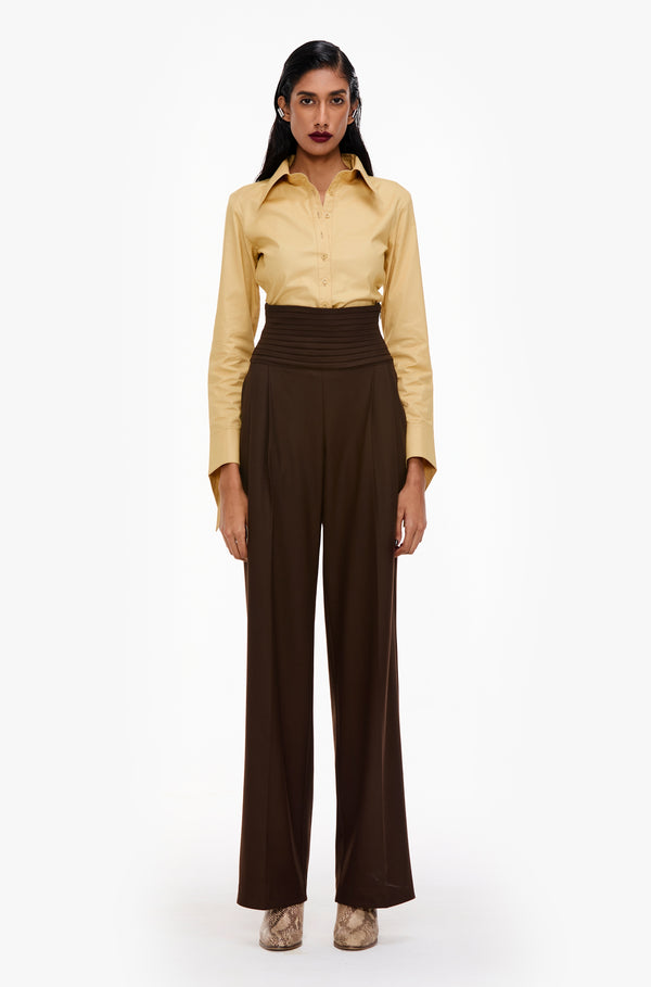 Cummerbund Wide-Leg Trousers