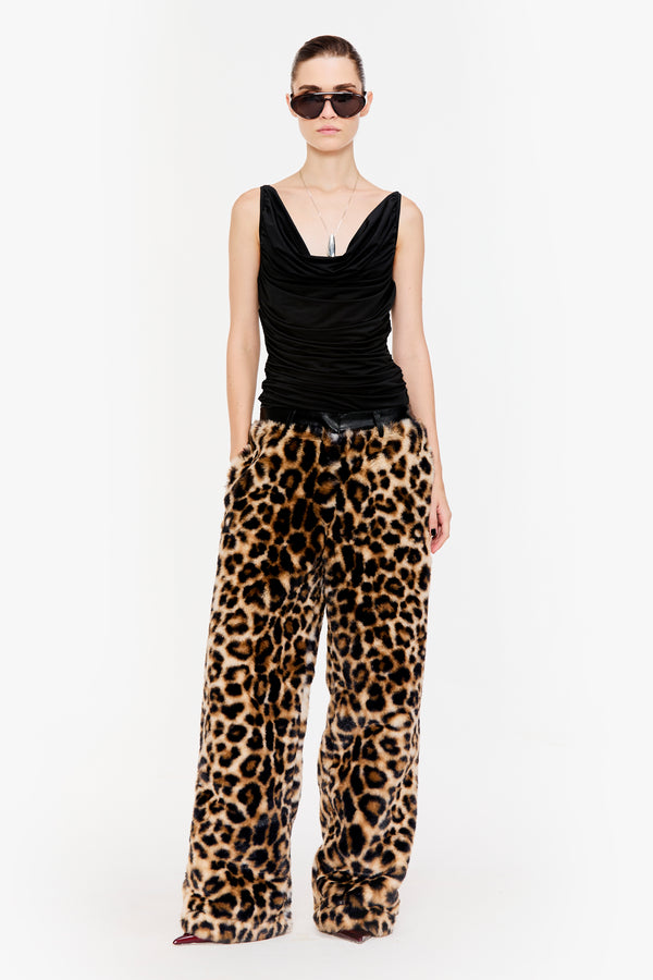 Faux Fur Straight Trousers