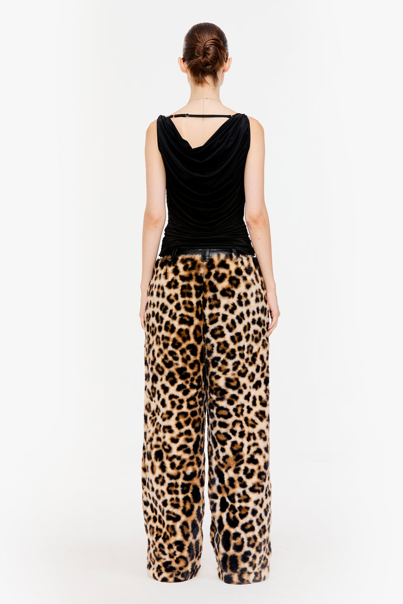 Faux Fur Straight Trousers