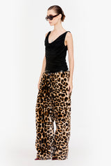 Faux Fur Straight Trousers