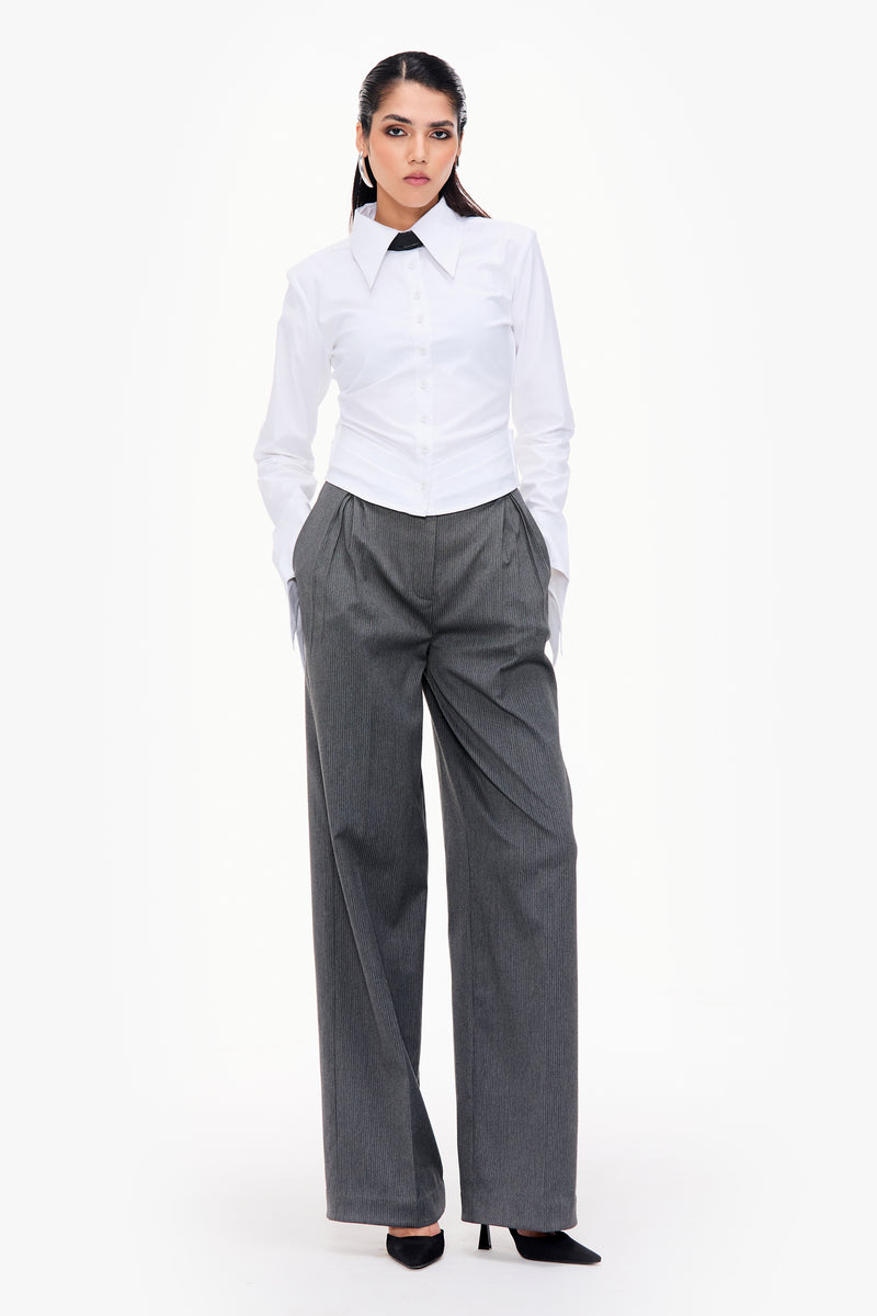 Two Pleat Wide-Leg Trousers