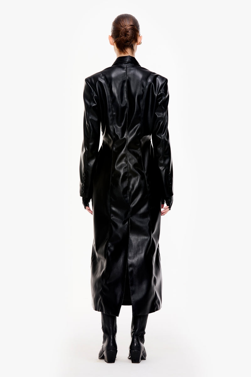 Tailored Faux Leather Coat