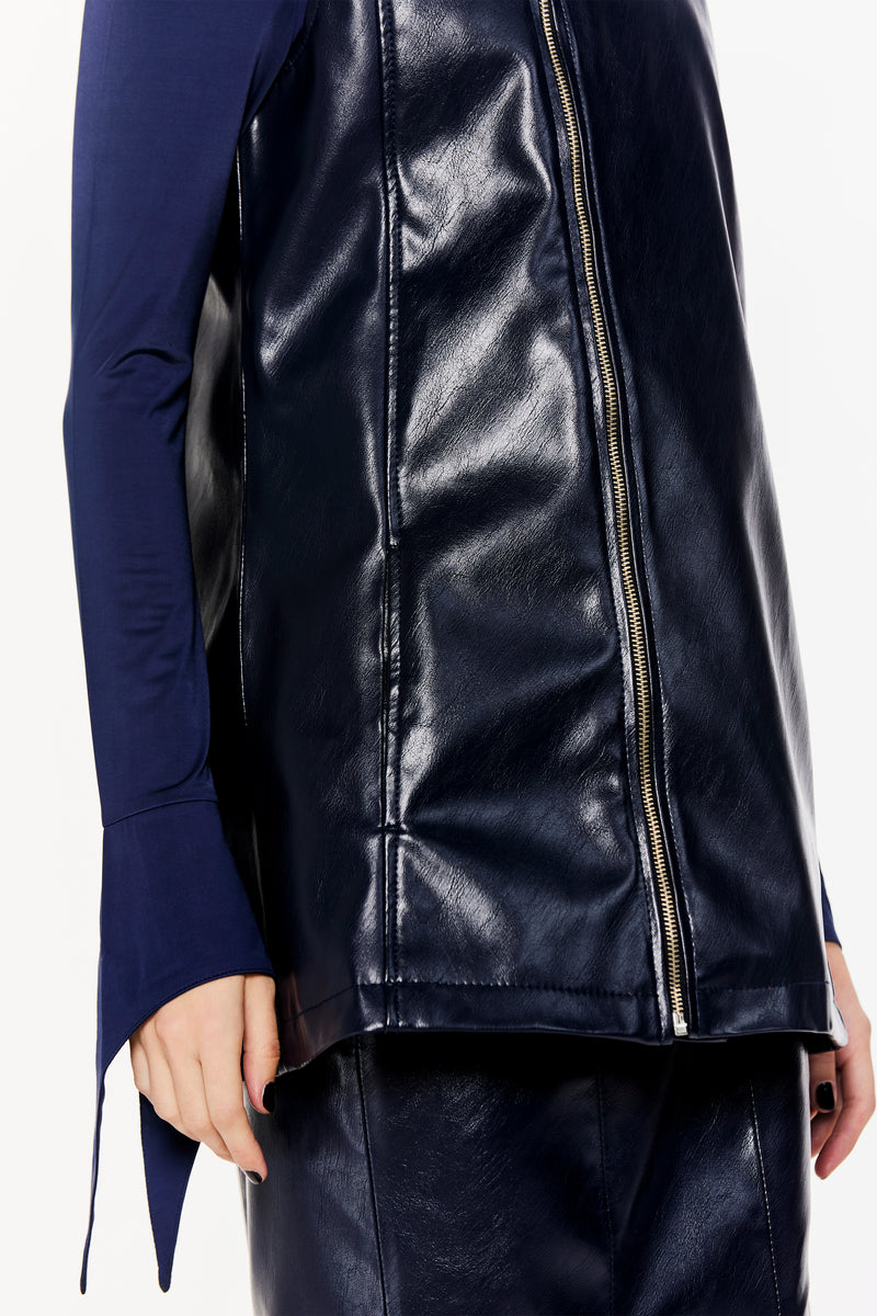 A-line Faux Leather Jacket