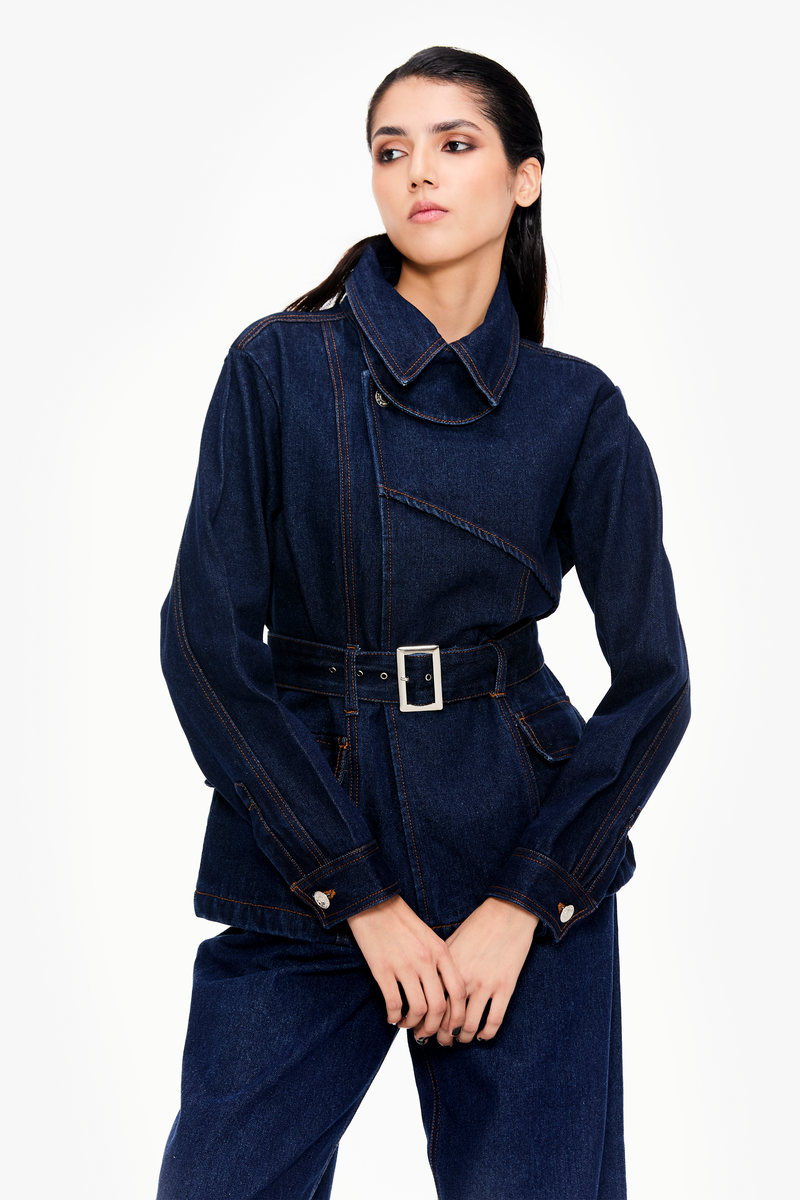 Denim Trench Shacket Set