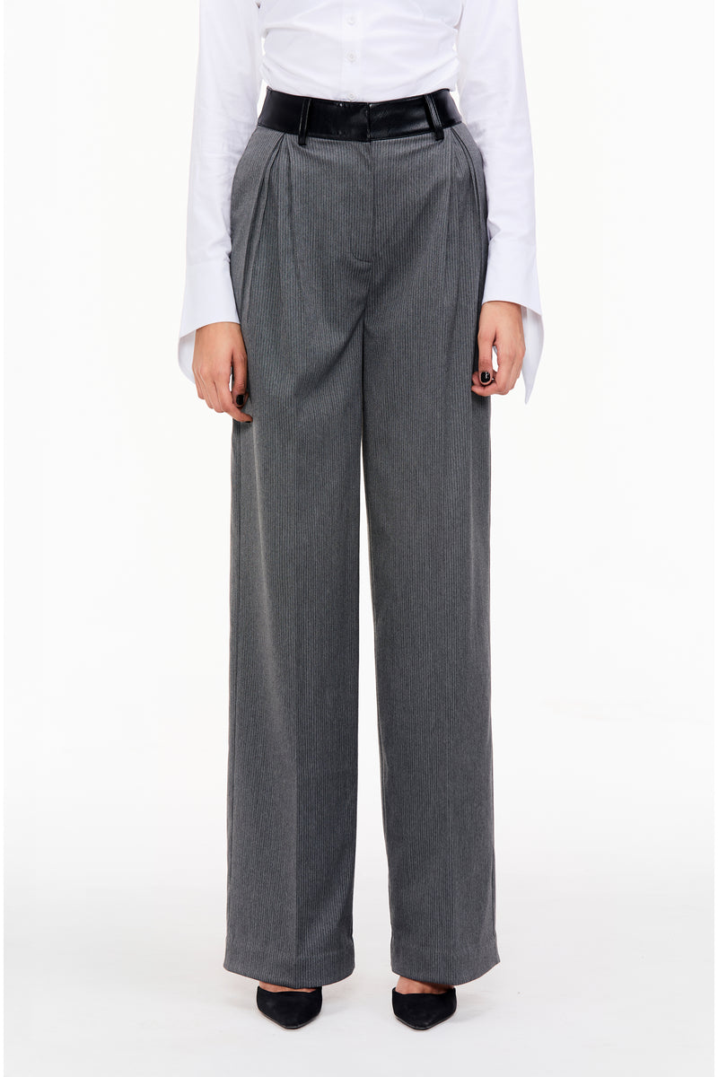 Two Pleat Wide-Leg Trousers