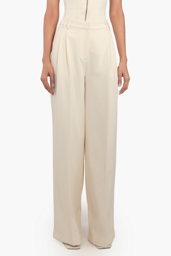 Wide-Leg Pleated Trousers