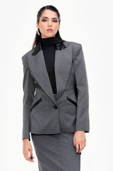 Single-Breasted Column Skirt Suit