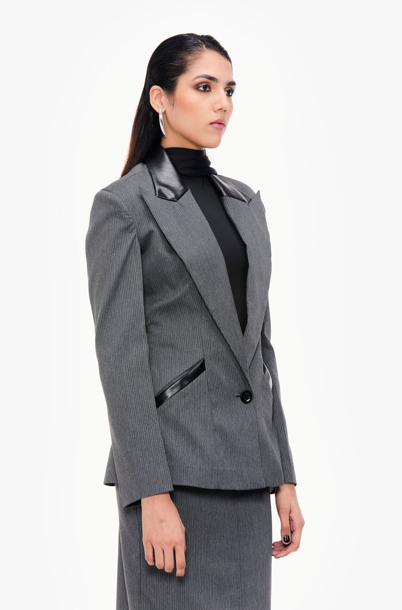 Single-Breasted Column Skirt Suit