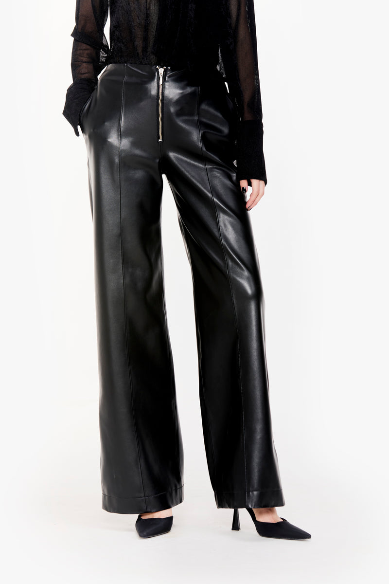 Panelled Faux Leather Trousers